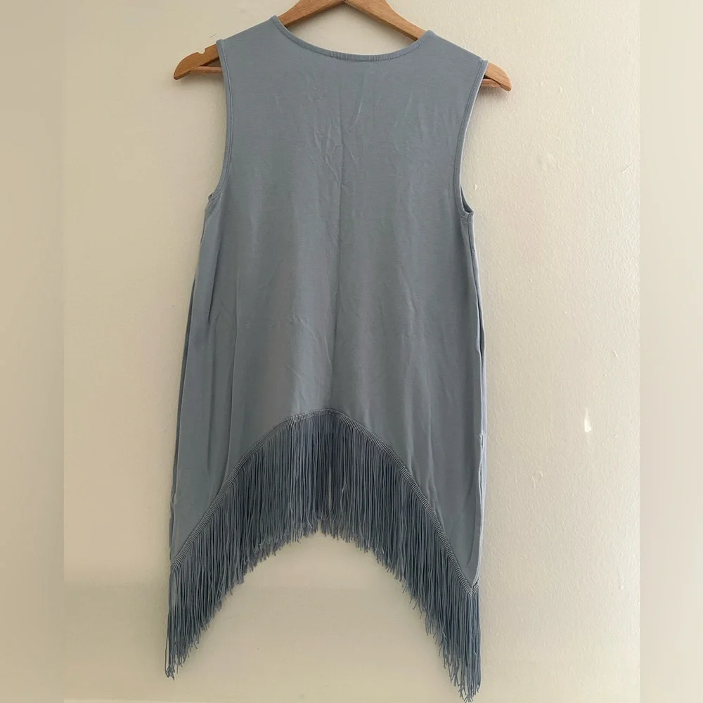 Venus Blue Fringe Hem Sleeveless Top